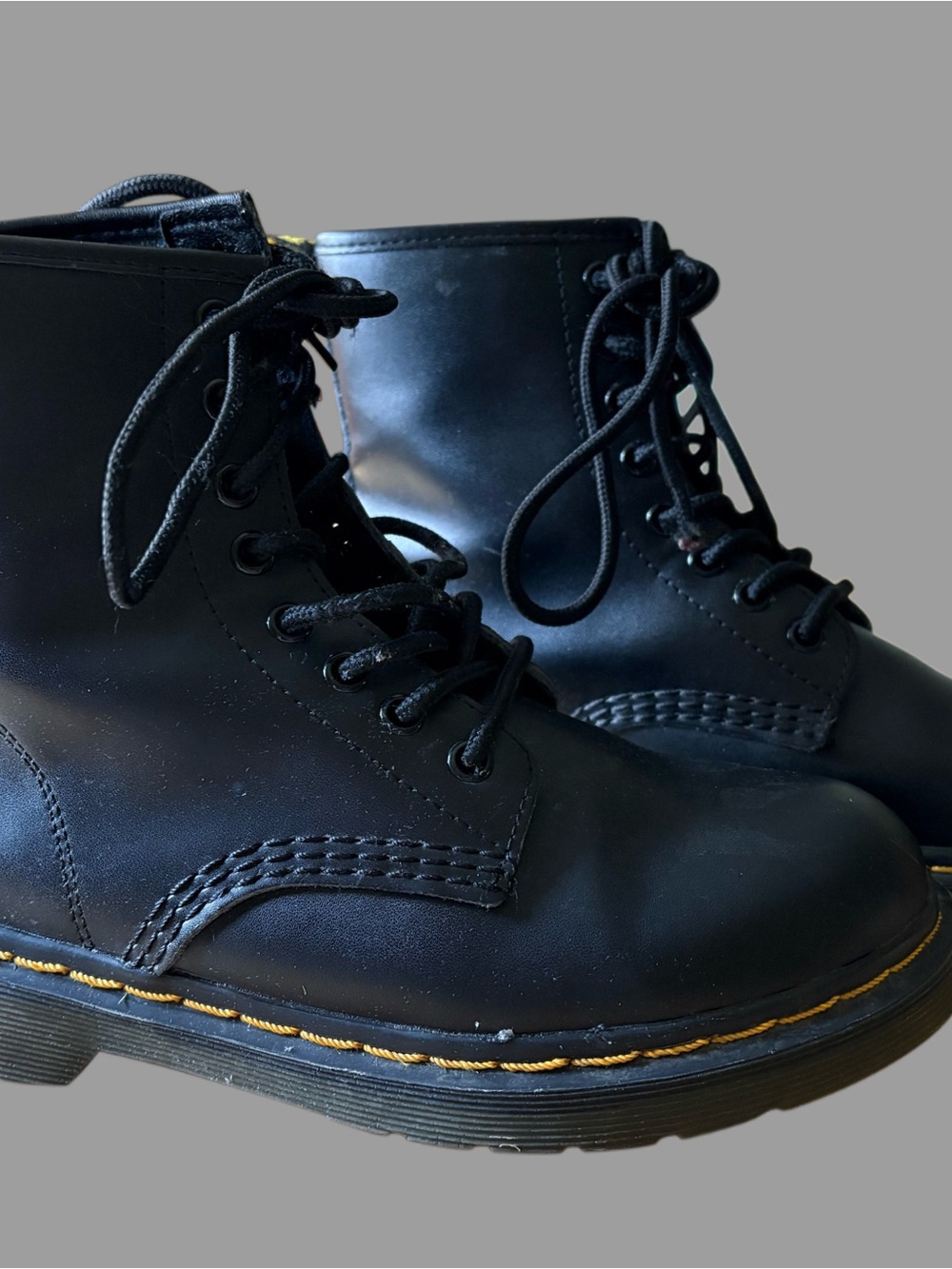 1460 Lace Up Boots Dr. Martens Black with Yellow Stitching